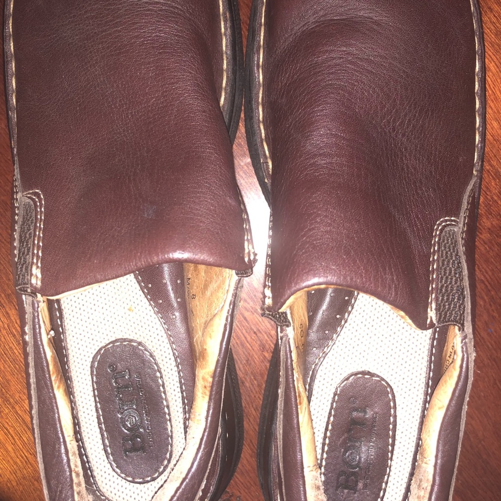 Born casual brown leather slip ons comfort shoes 8